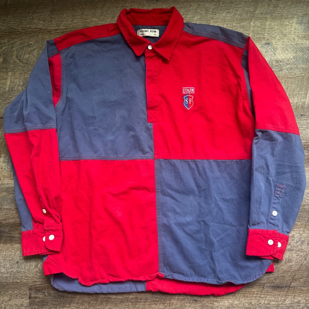 Front Row Stade Francais Rugby Shirt XL Regular Red Blue Colorblock Crest